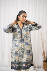 DC-0417 BLUE EMBROIDERED KURTA